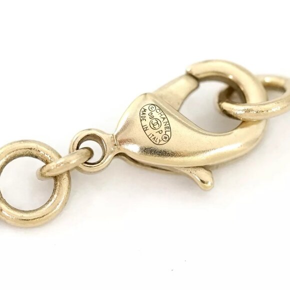 CHANEL CC Logo Rhinestone Heart Charm Necklace 17" Gold Tone 08P Auth w/Box h113 - Picture 5 of 7